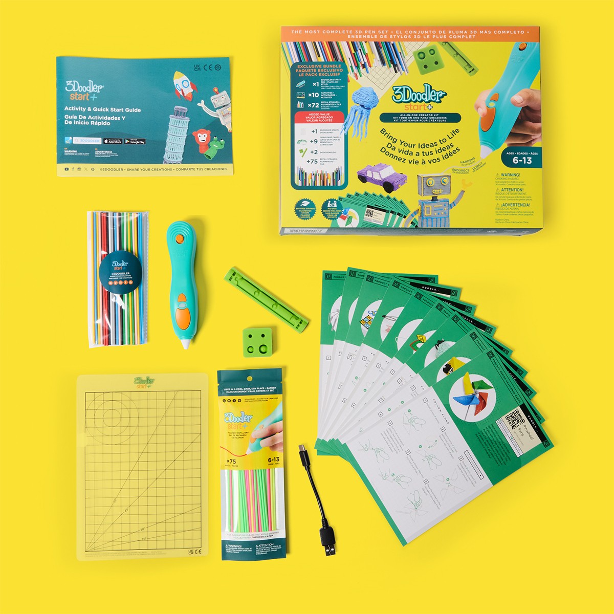 3D-ручка 3Doodler Start Plus для дитячої творчості - Мегакреатив (147 стрижнів, 9 шаблонів) — фото 2