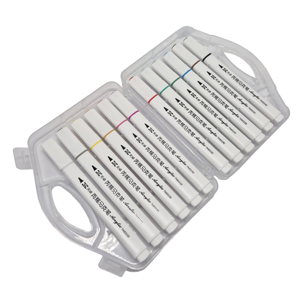 Набір акрилових маркерів Kiddy TK83150 plastic box, 12 кольорів — фото 2