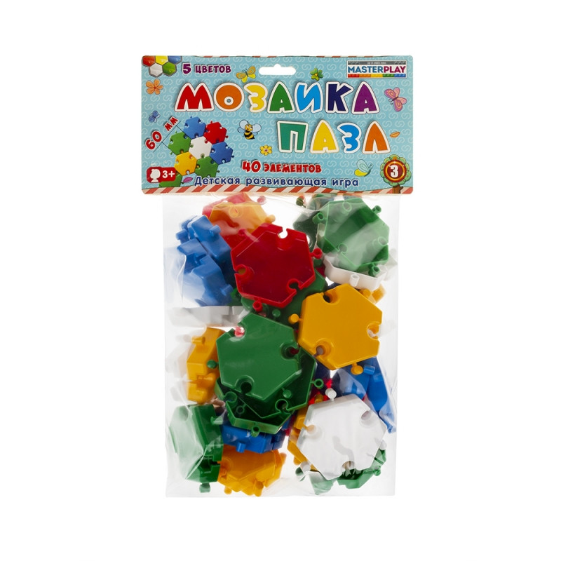 Дитяча мозаїка-пазл №3 1-144, 40 деталей Ø60мм — фото 3