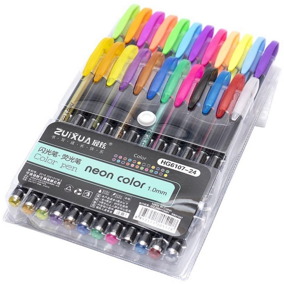 Набор гелевых ручек "Neon color" HG6107-24, 24 цвета — фото 2