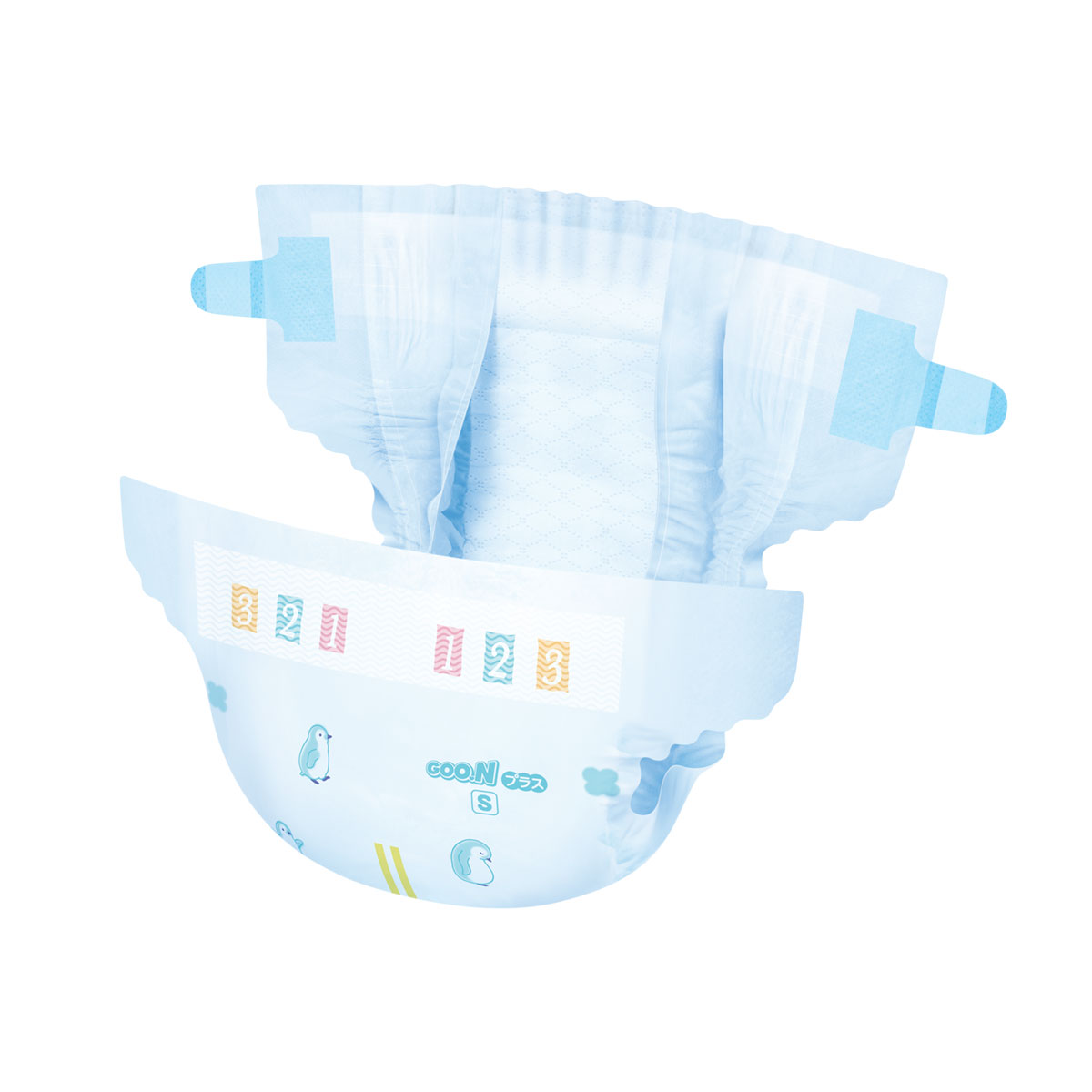 Підгузки Goo.N Plus для дітей 4-8 кг (розмір S, на липучках, унісекс, 62 шт) — фото 4