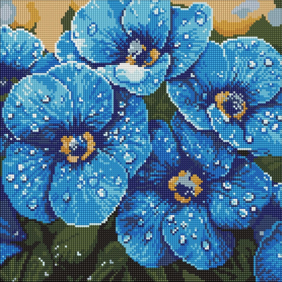 Алмазна мозаїка "Фіалки в росі" ©art_selena_ua AMO8228, 40х40 см