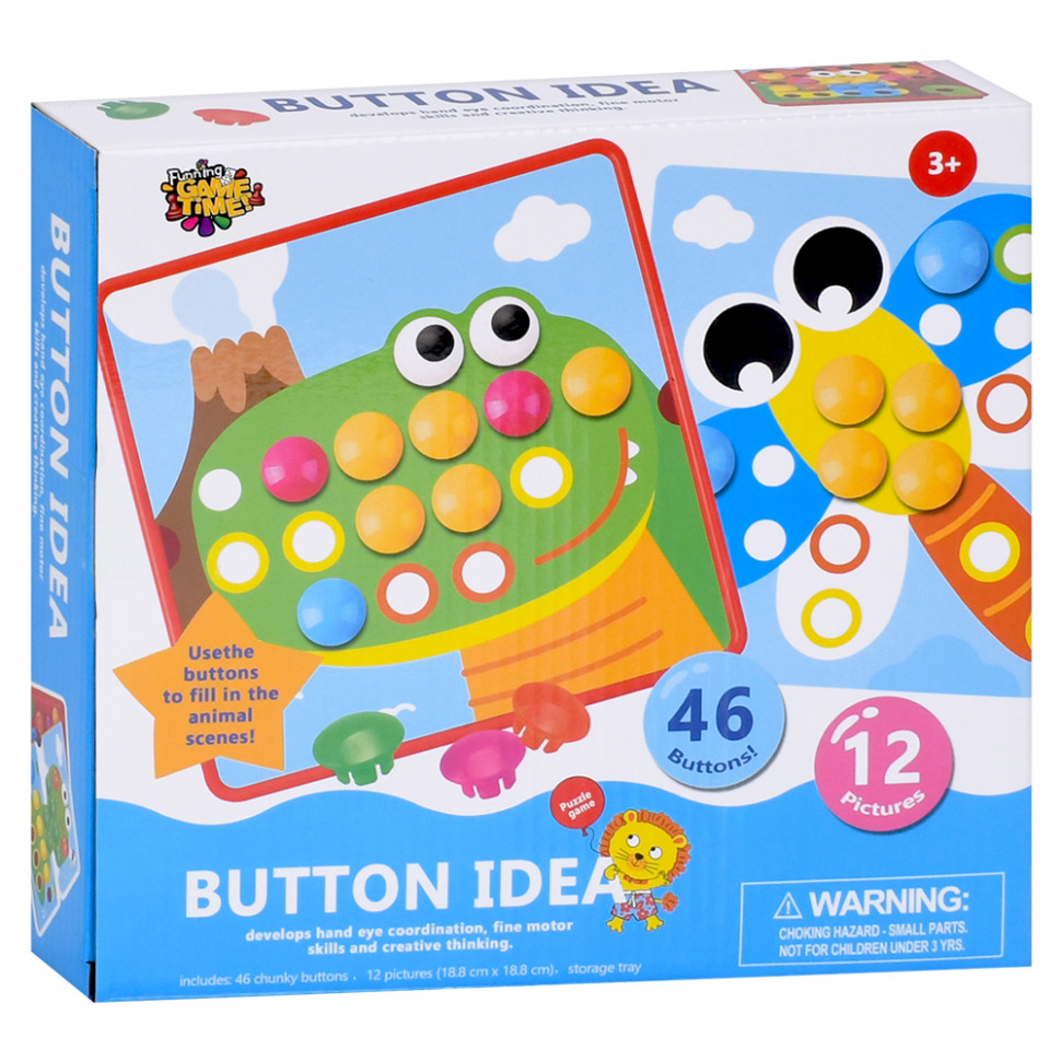 Розвиваюча мозаїка Button Idea YG898-6, 46 деталей, картки 12 штук