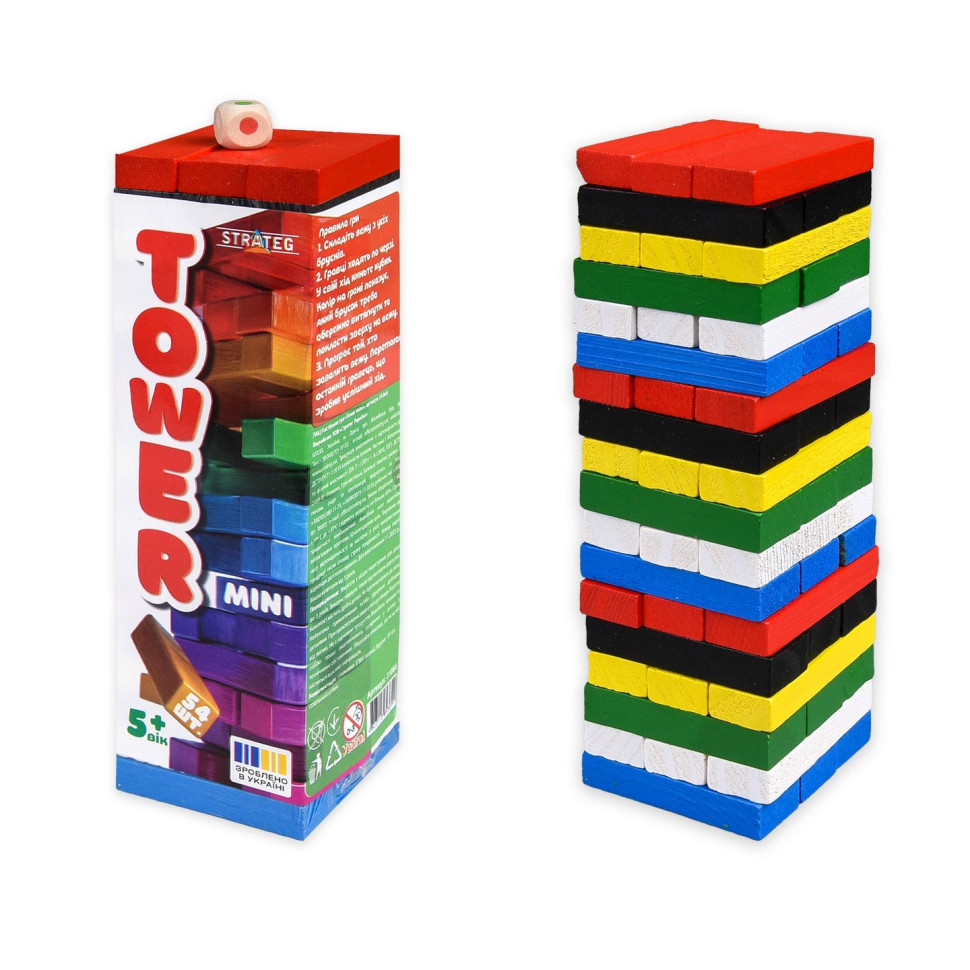 Настільна гра "TOWER MINI" 31064, 54 бруска, кубик