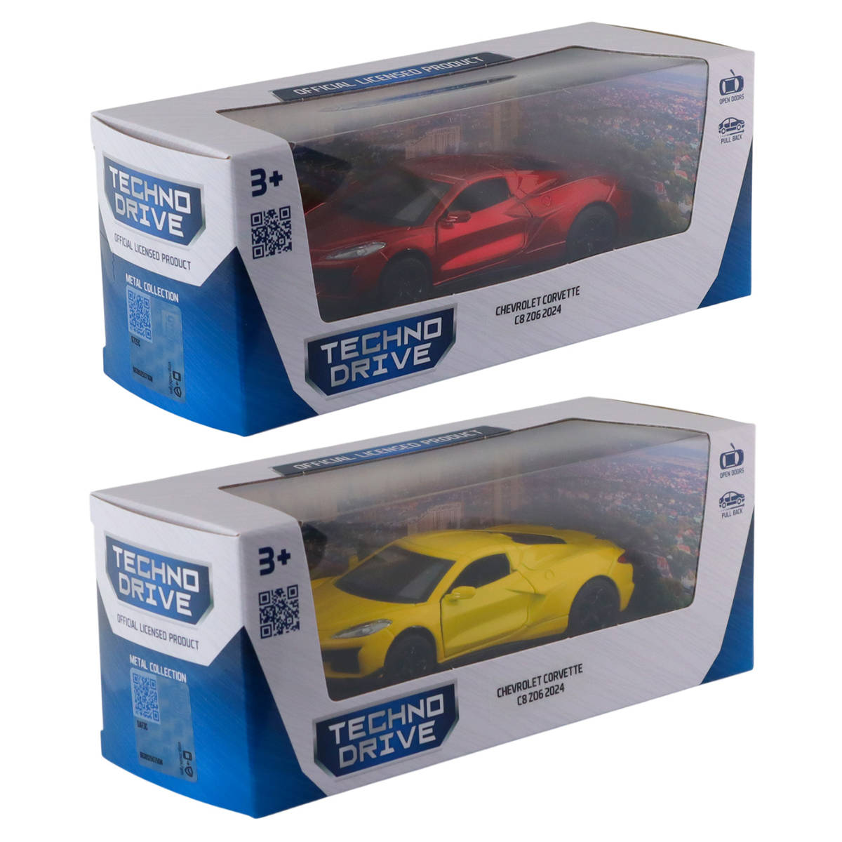 Автомодель – Chevrolet Corvette C8 Z06 2024 (жовтий, червоний) — фото 6