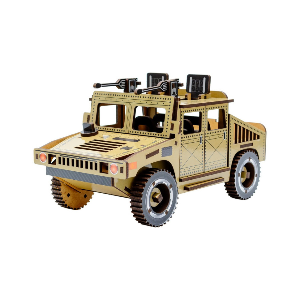 Дерев'яний 3D конструктор "Humvee" Puz-00927, 100 деталей — фото 11