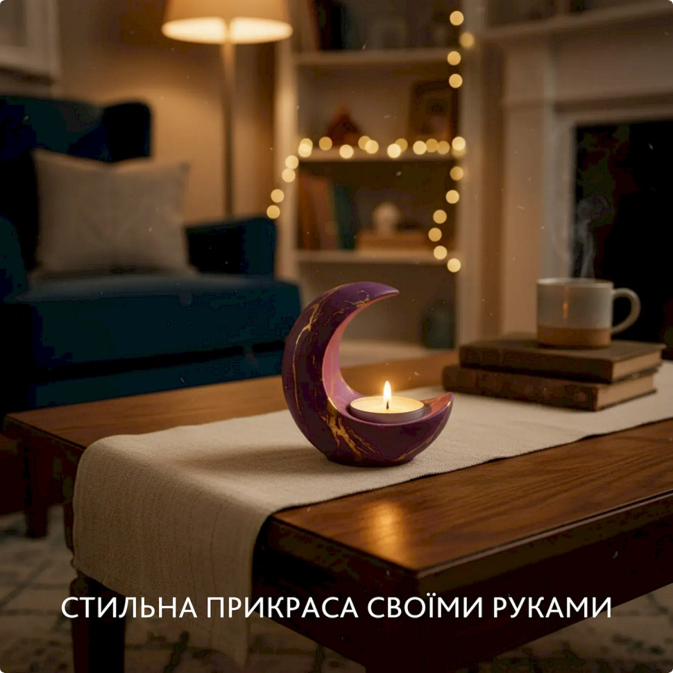 Набор для изготовления подсвечника из гипса своими руками "Месяц" GP-001 для начинающих — фото 9