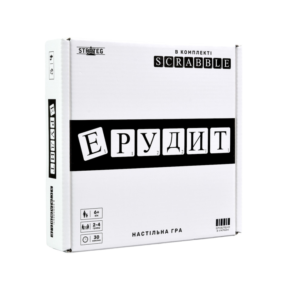 Настільна гра "Ерудит чорно-білий" 30640 ігрове поле, набір букв