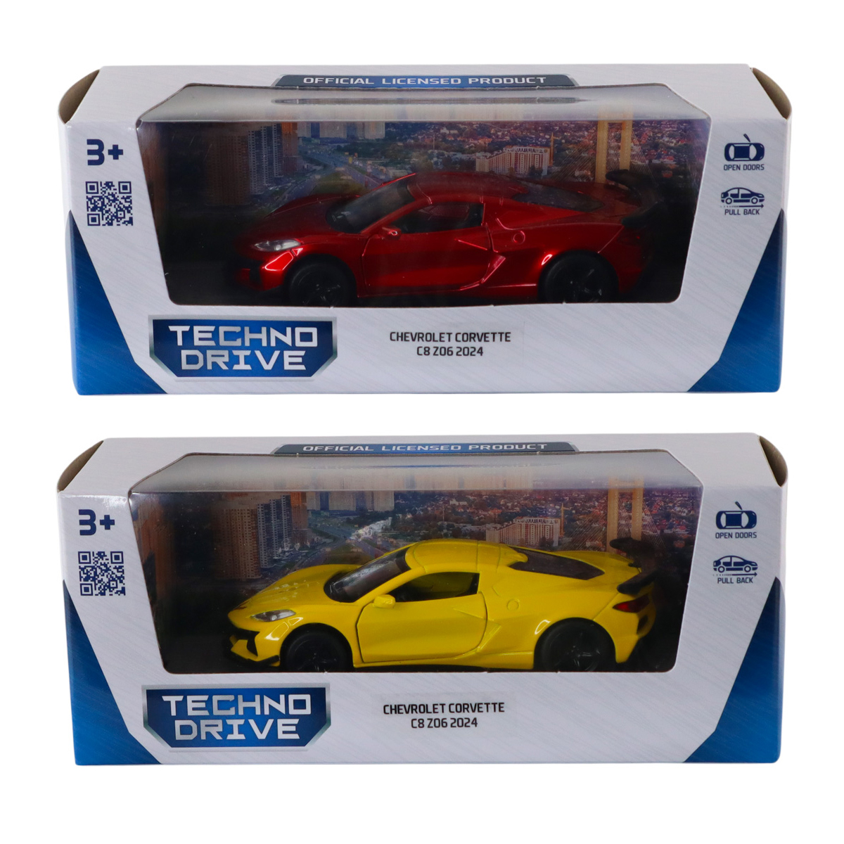 Автомодель – Chevrolet Corvette C8 Z06 2024 (жовтий, червоний) — фото 5