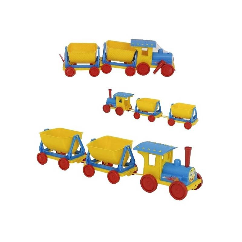 Поезд-конструктор 013118/1 голубой 2 прицепа — фото 2