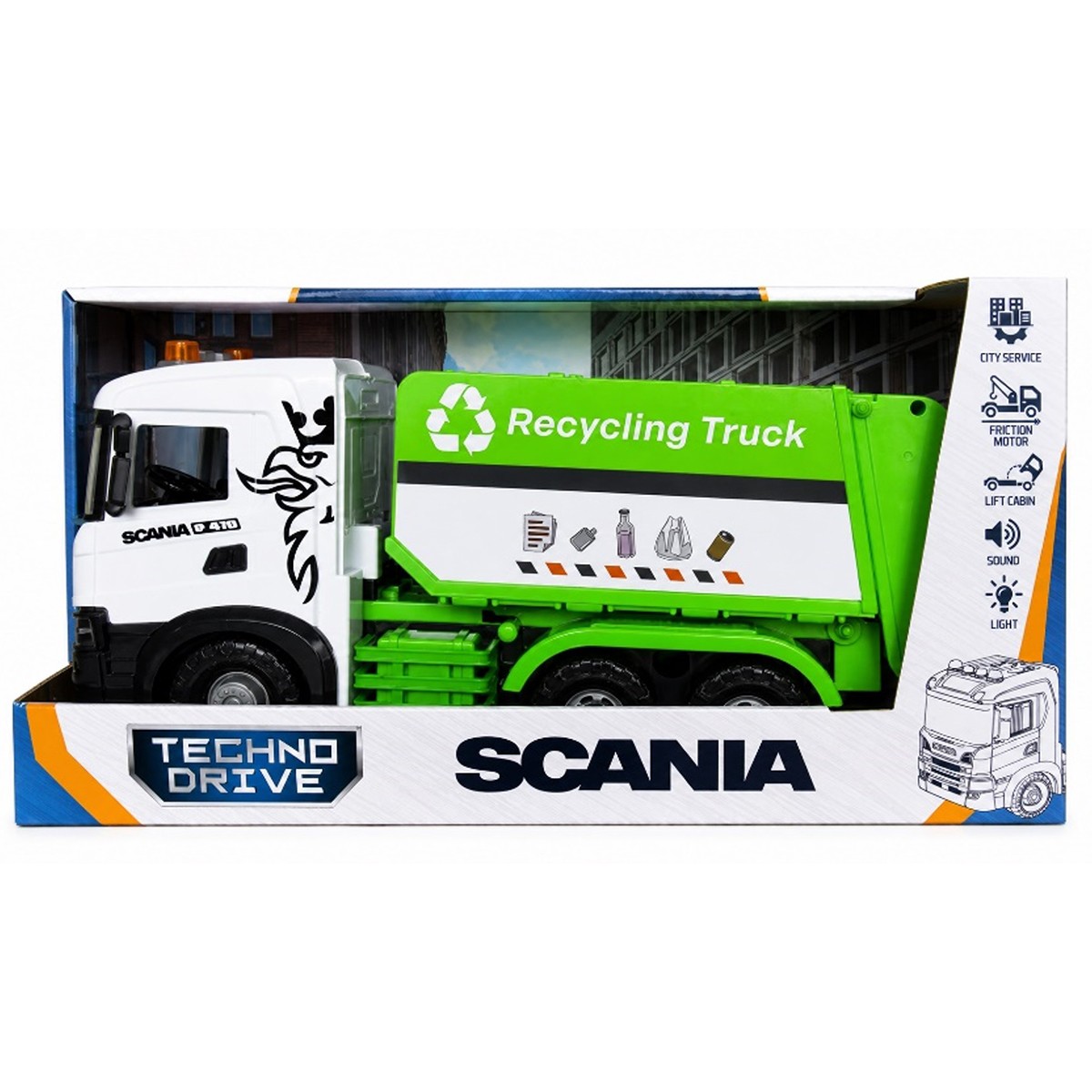 Автомодель серії "Mid Truck" – Сміттєвоз Scania (світло, звук)