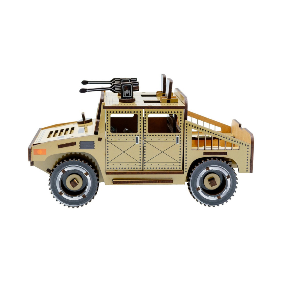 Дерев'яний 3D конструктор "Humvee" Puz-00927, 100 деталей — фото 9