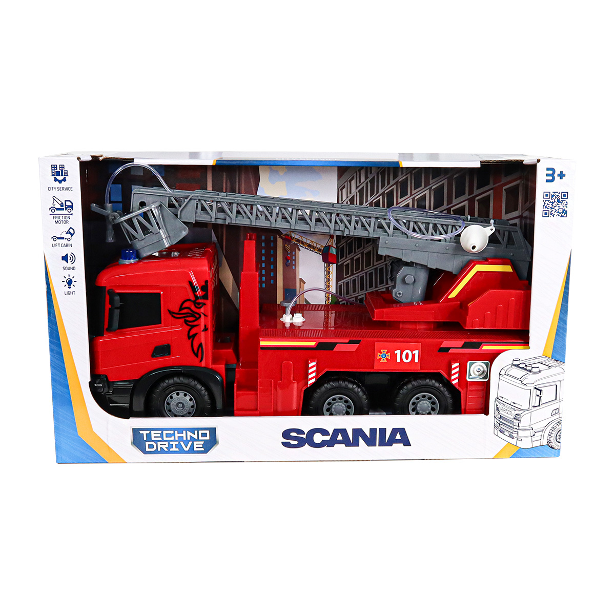 Автомодель серії "Super Big Truck" – Пожежна Машина Scania (світло, звук, функ. води) — фото 4