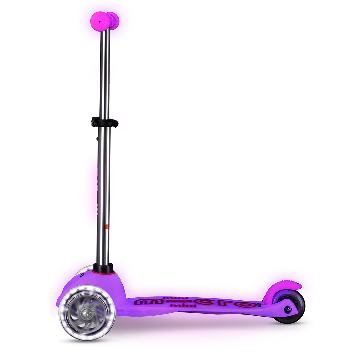 Самокат Micro серії "Mini Deluxe Glow LED" – Морозний Рожевий (до 50 kg, 3-х колісний, світло) — фото 4