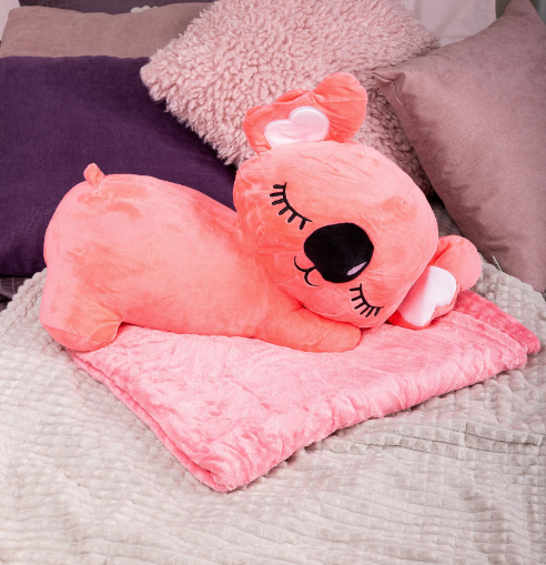 Дитяча м'яка іграшка "Коала" L1129(Pink) іграшка з пледом, розмір 50 см — фото 8