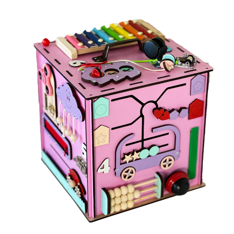 Развивающая игрушка Бизикуб TG145644630, 30х30х30 см Розовый — фото 2