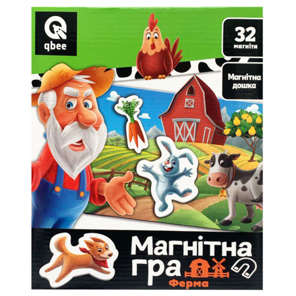 Дитяча магнітна гра "Ферма" QB600-003, 32 магніти і магнітна дошка