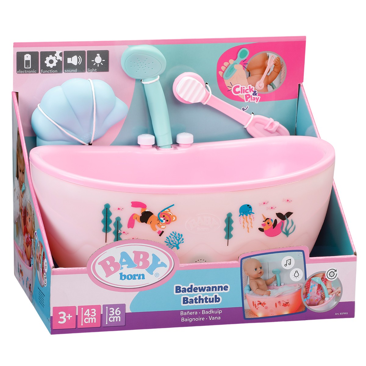 Автоматична ванночка для ляльки BABY born серії "Click and Play" – Казкове Купання (світло, звук)
