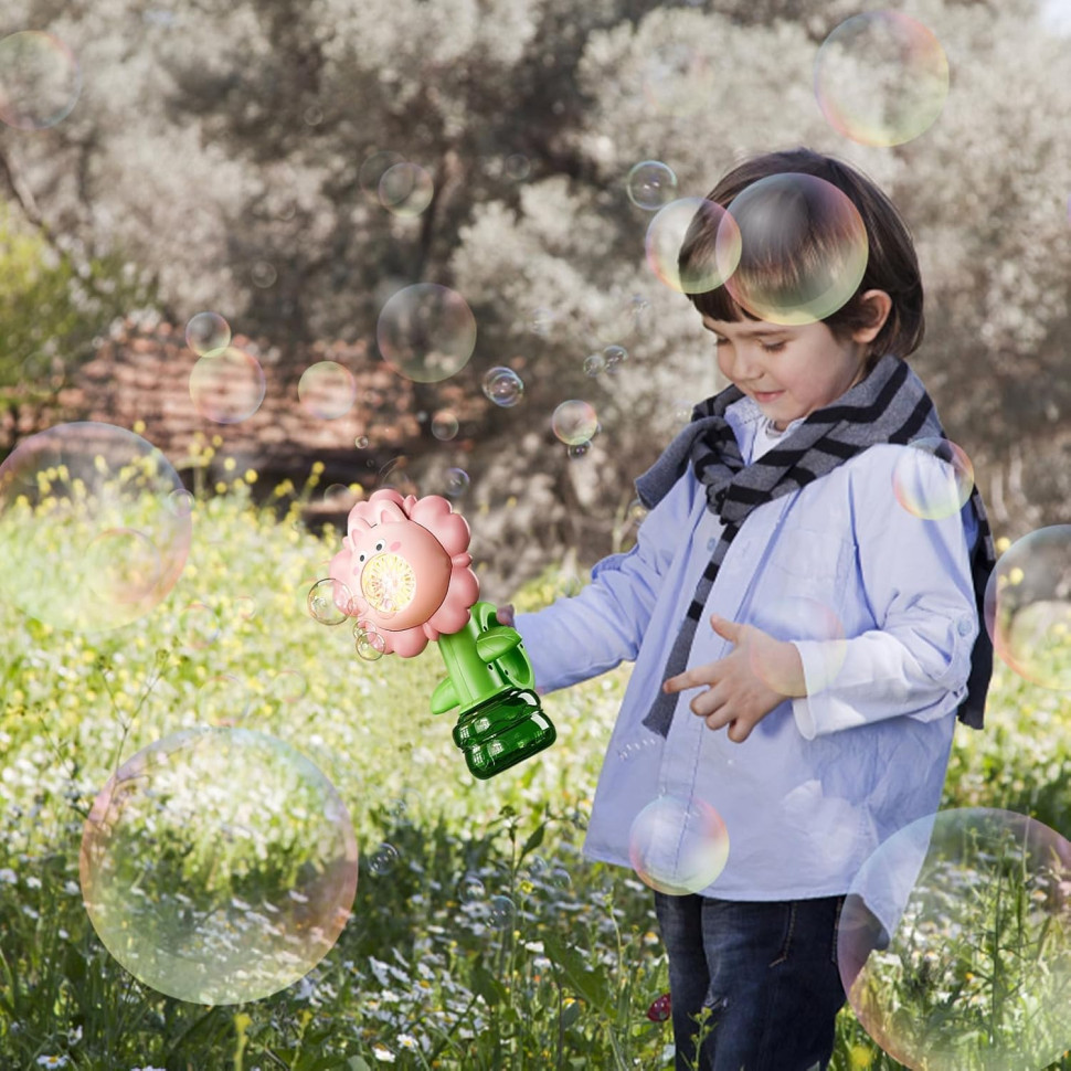 Мильні бульбашки Flower Bubble Machine BJC-5A(Bunny-Pink) зі світлом — фото 9