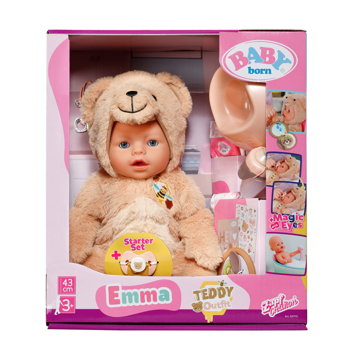 Кукла BABY born – Эмма в Костюме Мишки (43 cm, с аксессуарами) — фото 2