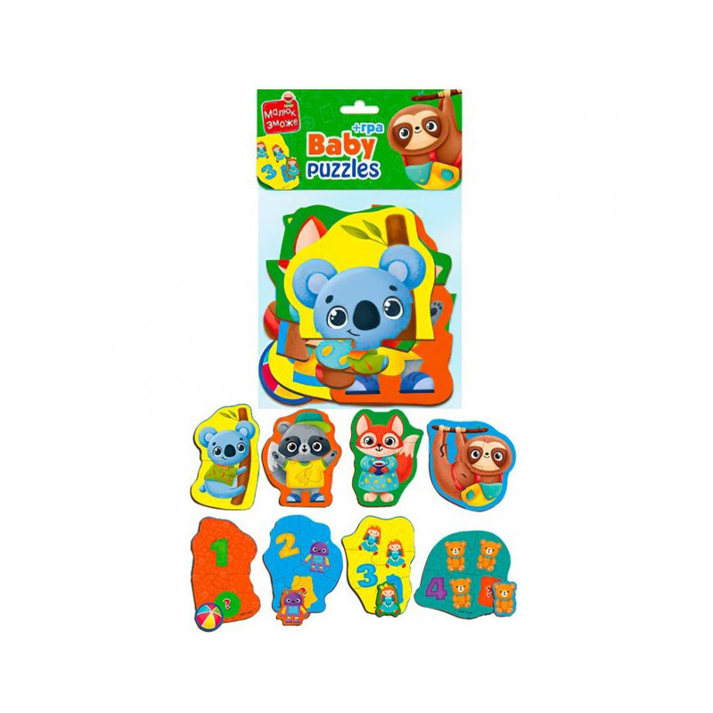 Пазли максі з грою Малюк Зможе «Тварини та Іграшки» Vladi Toys VT1722-23 Укр — фото 2