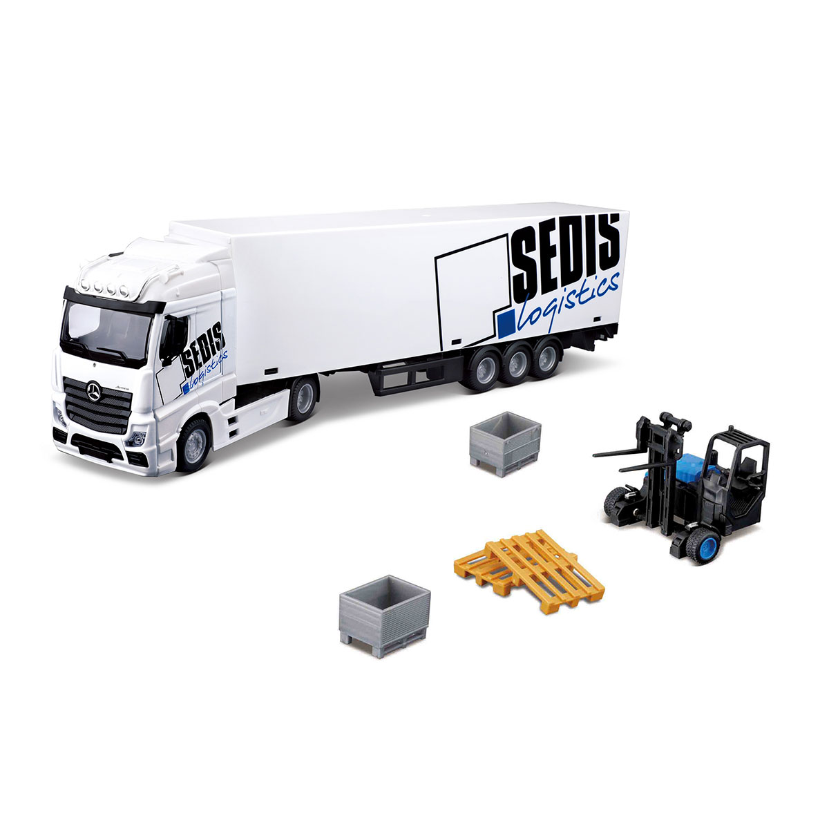 Ігровий набір – Фура Mercedes-BENZ Actros з навантажувачем (1:43)