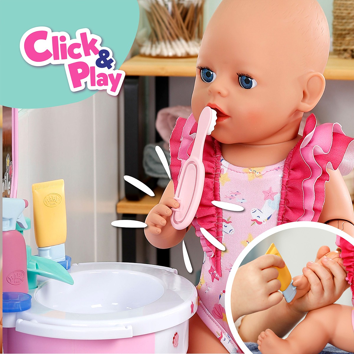 Ігровий набір для купання ляльки BABY born серії "Click & Play" – Океан Турботи — фото 4