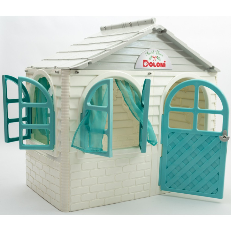 Ігровий Будиночок зі шторками Doloni Toys 02550/15 Біло-Бірюзовий — фото 2
