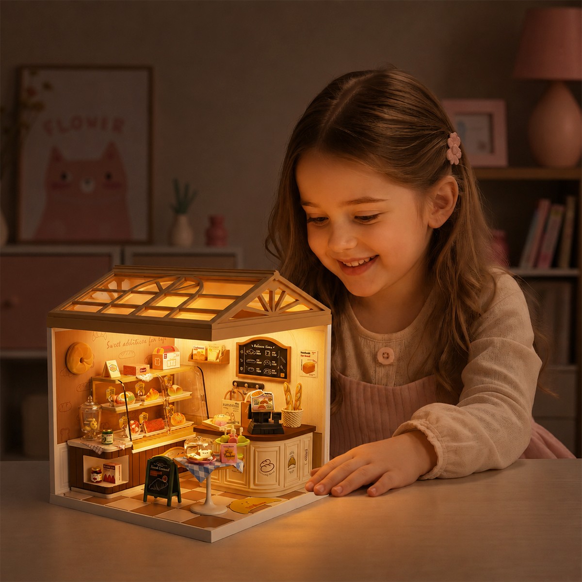 Конструктор-румбокс Mini House серии "Интерьер" – Пекарня (свет) — фото 2