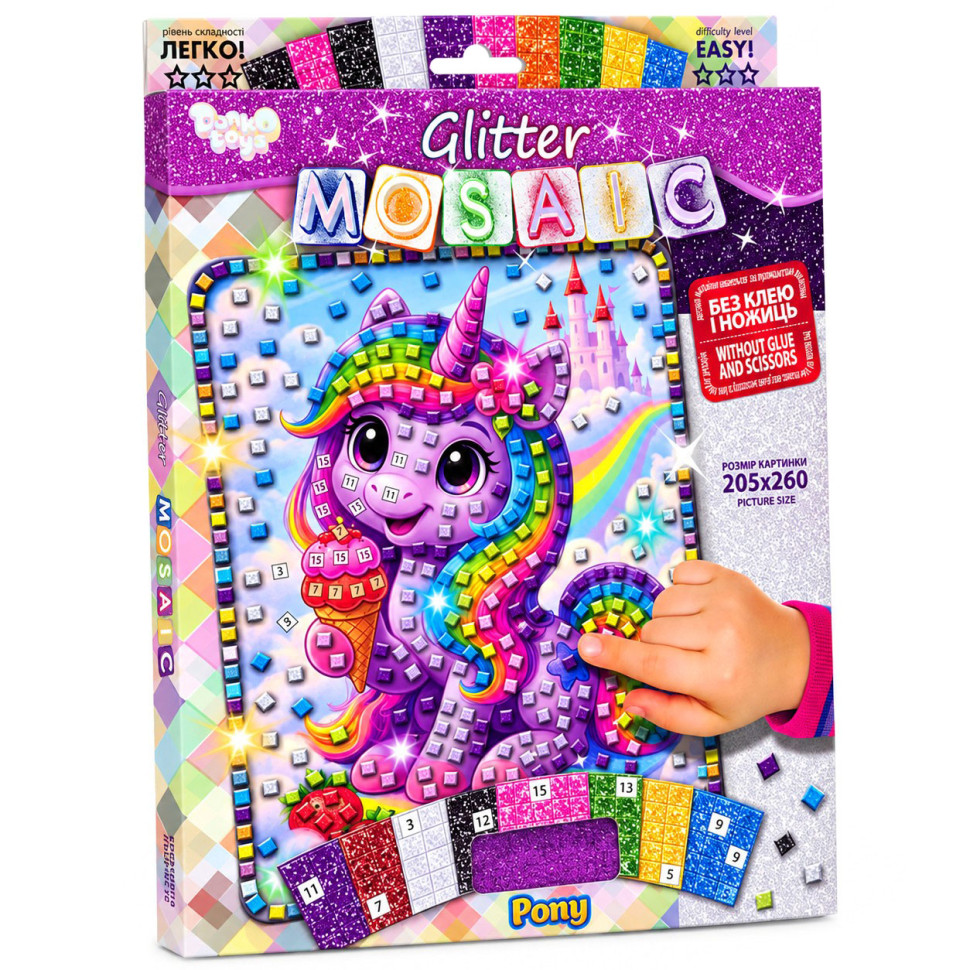 Креативна творчість "Блискуча мозаїка Pony" БМ-04-10 серії "Glitter Mosaic"
