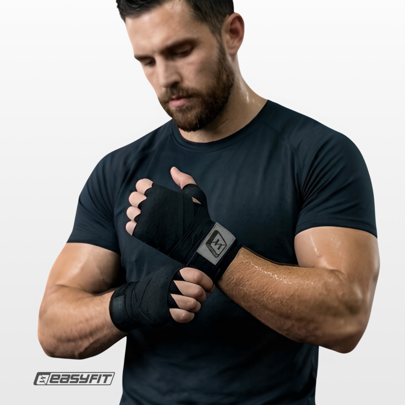 Бинты для бокса EasyFit EF-0374-30-bk, Classic Wrap, черный 3 м — фото 7