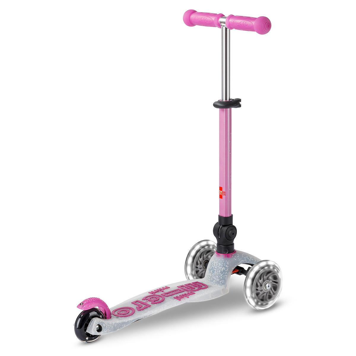 Самокат Micro серії "Mini Deluxe Foldable Orion Glow LED" – Рожевий (складаний, до 50 кг (kg), триколісний) — фото 4