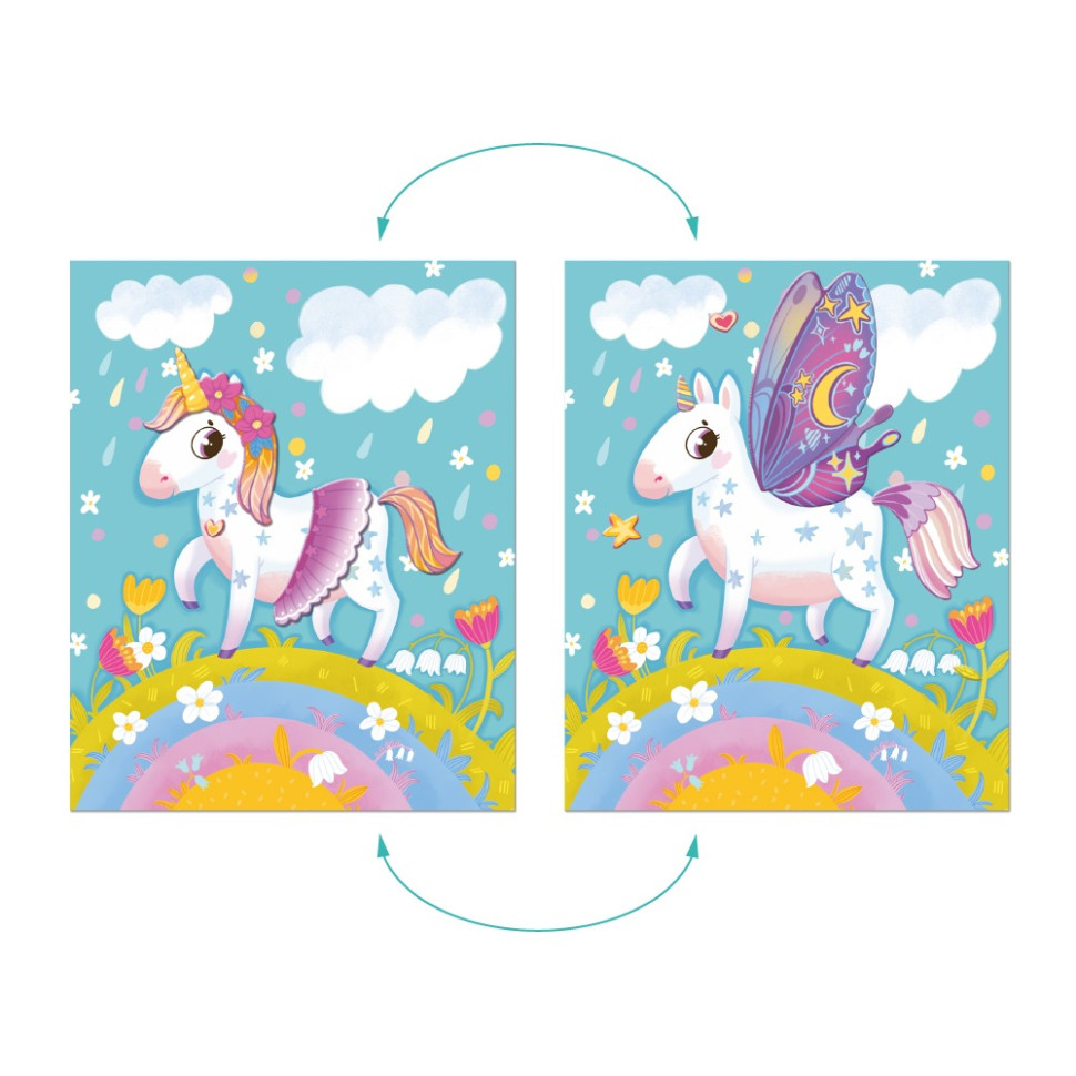 Ігровий набір зі стікерами "Одноріжка" 300860 картонна планшетка А5 з європетлею — фото 3