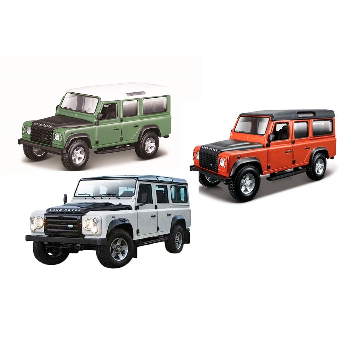 Автомодель - LAND Rover Defender 110 (асорті білий, помаранчевий металік 1:32)