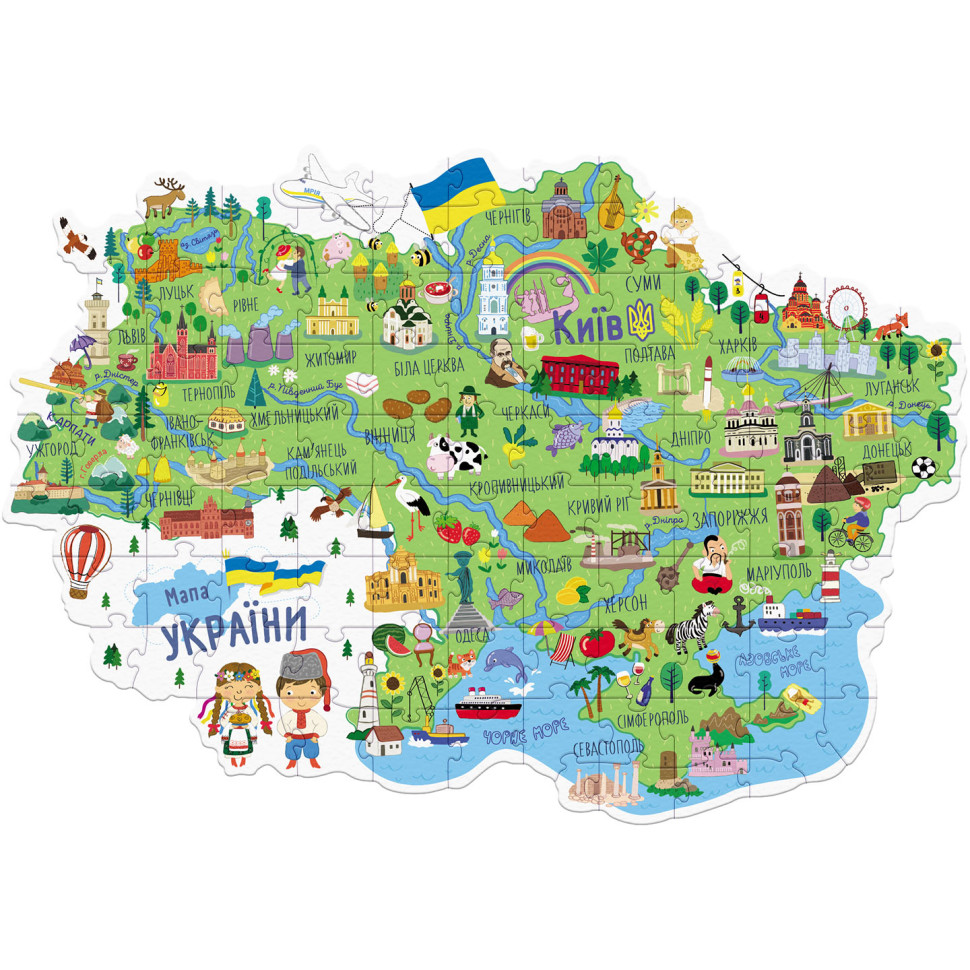 Детский пазл "Карта Украины" 300267, 100 элементов — фото 2