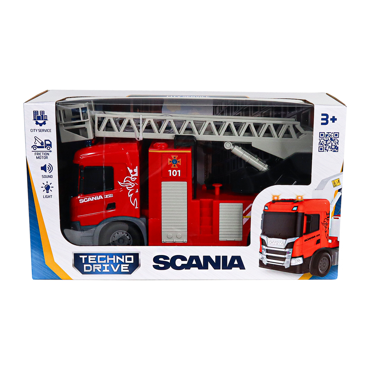 Автомодель серии "Big Truck" – Пожарная Машина Scania (свет, звук, функ. воды) — фото 4
