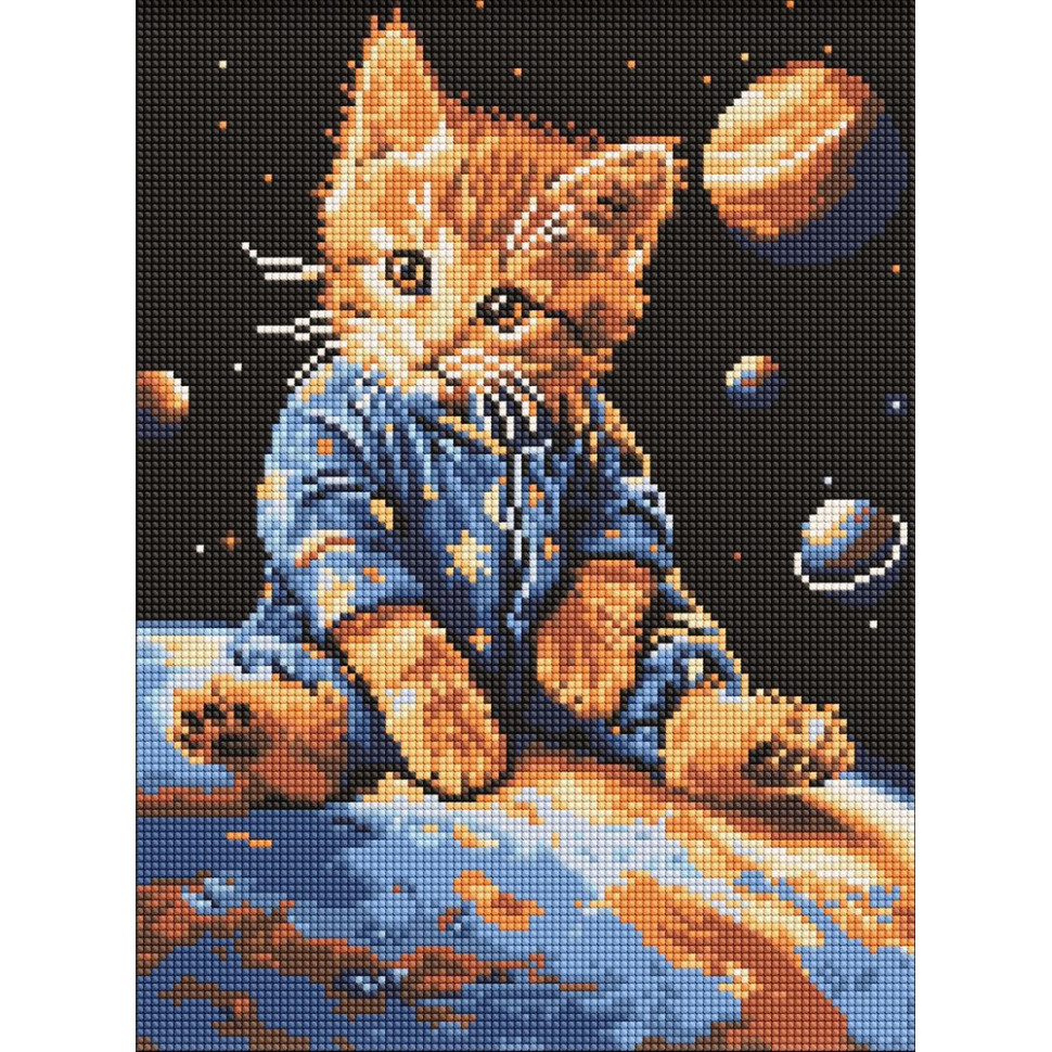 Алмазна мозаїка "Зоряний котик" ©art_selena_ua AMO8167, 30x40 см