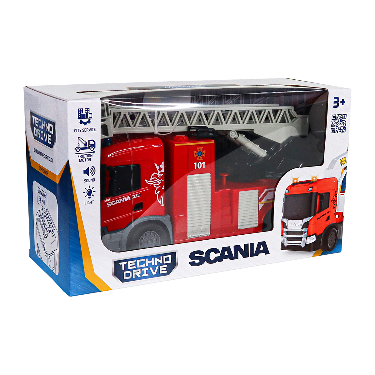 Автомодель серии "Big Truck" – Пожарная Машина Scania (свет, звук, функ. воды) — фото 5