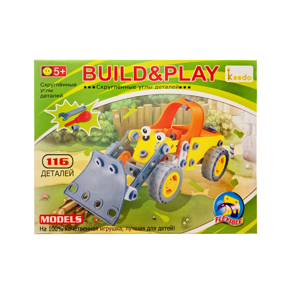 Конструктор детский Build&Play "Бульдозер" Keedo J-108A, 116 элемента — фото 2