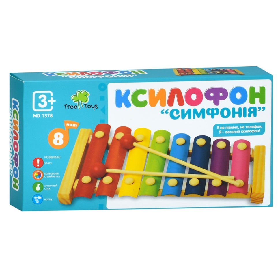Дерев'яна іграшка "Ксилофон" MD 1378, 2 палички, 8 відтінків — фото 5