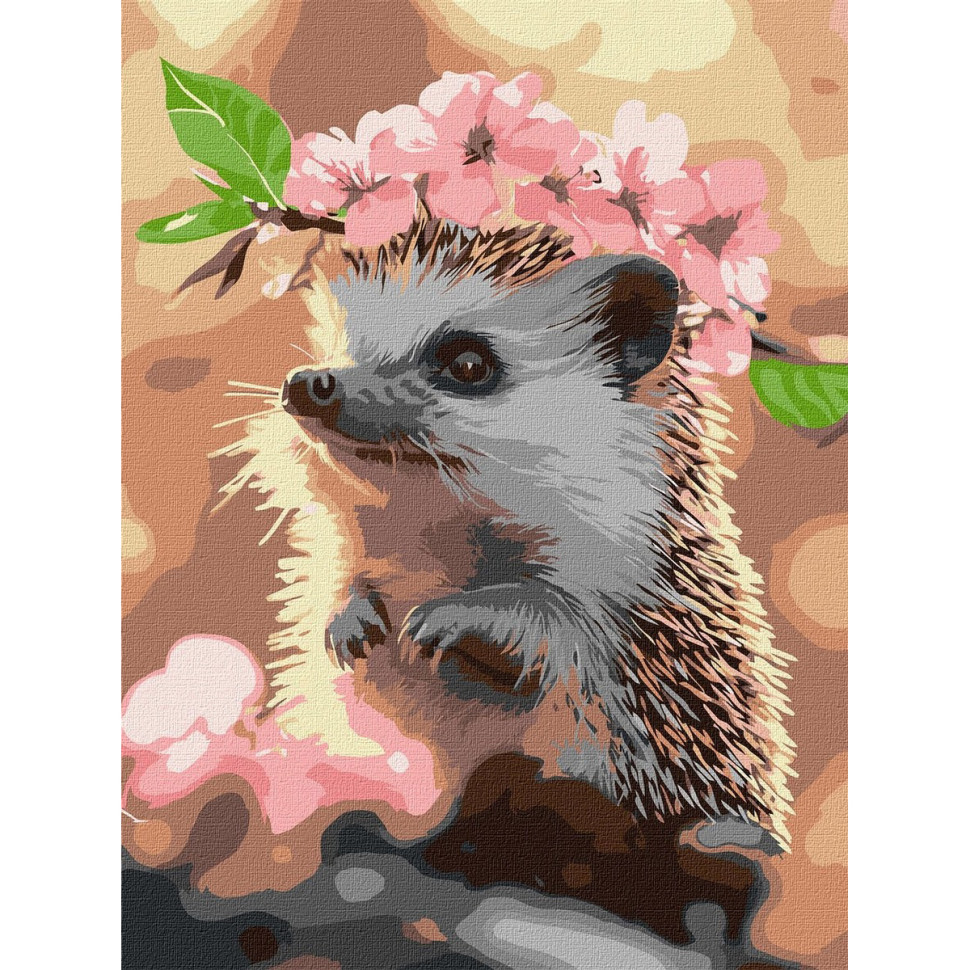 Картина за номерами "Їжачок у вишневому цвітінні" ©art_selena_ua KHO6756, 30х40 см