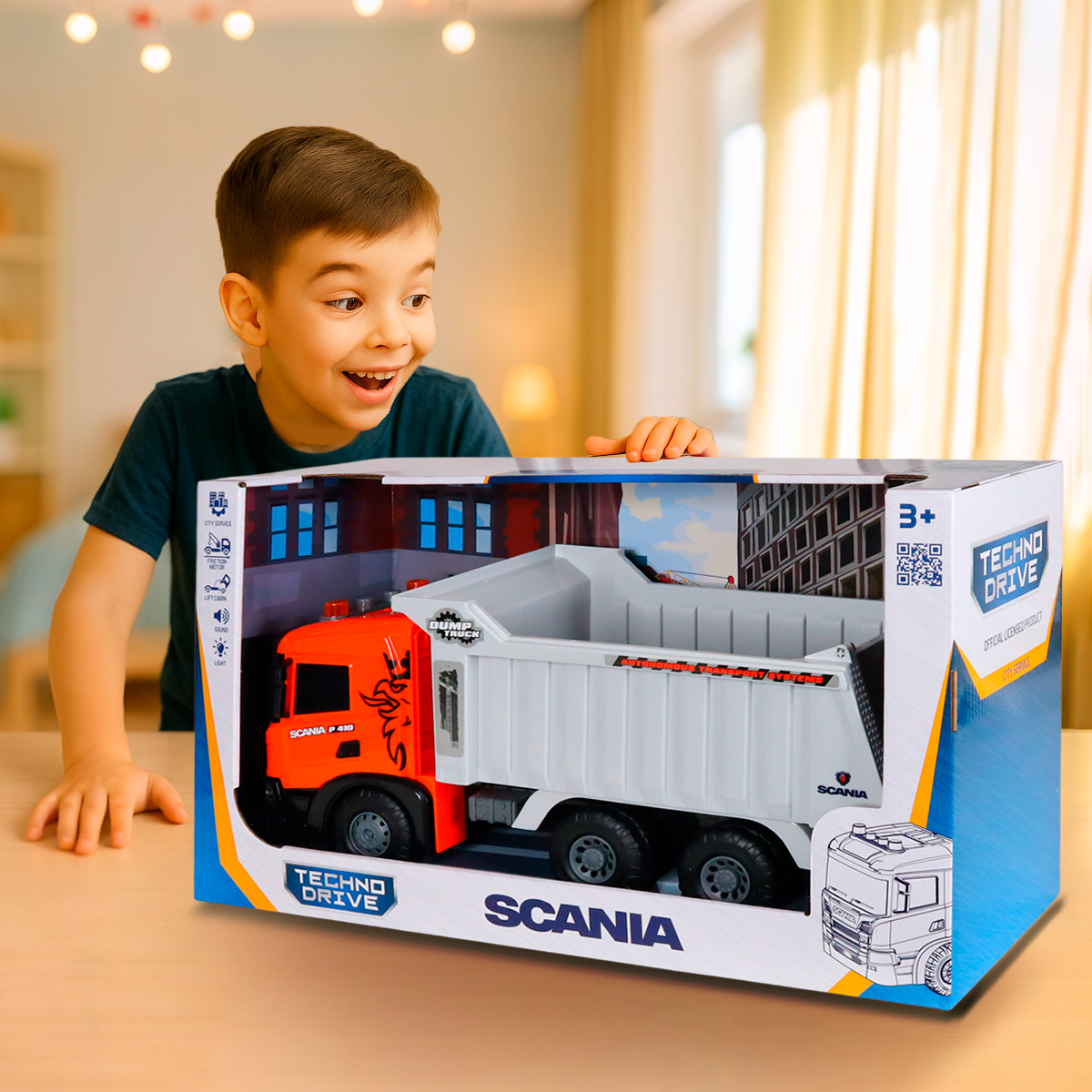 Автомодель серії "Super Big Truck" – Самоскид Scania (світло, звук) — фото 4