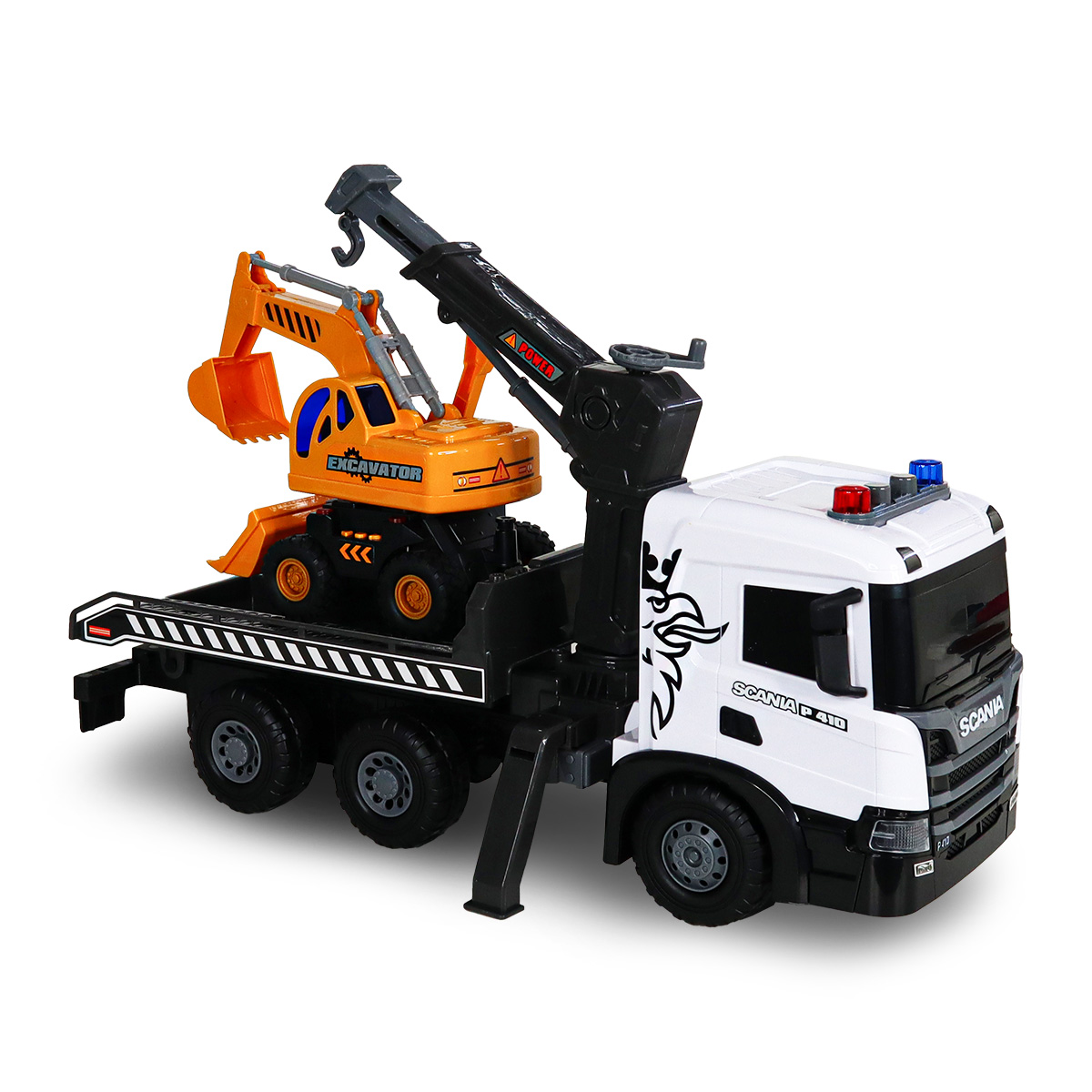 Игровой набор серии "Super Big Truck" – Автокран Scania с Экскаватором (свет, звук) — фото 11