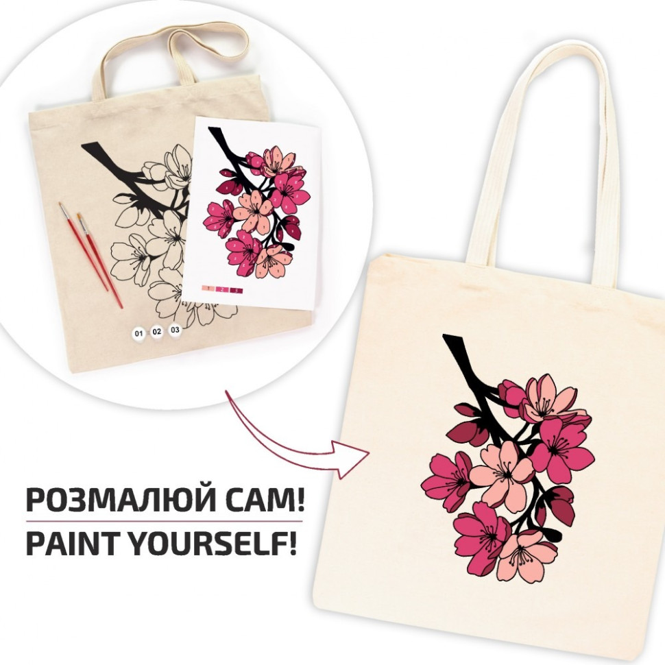 Набір для творчості екосумка-розмальовка "Flowers" N0003653, 38х42 см — фото 5