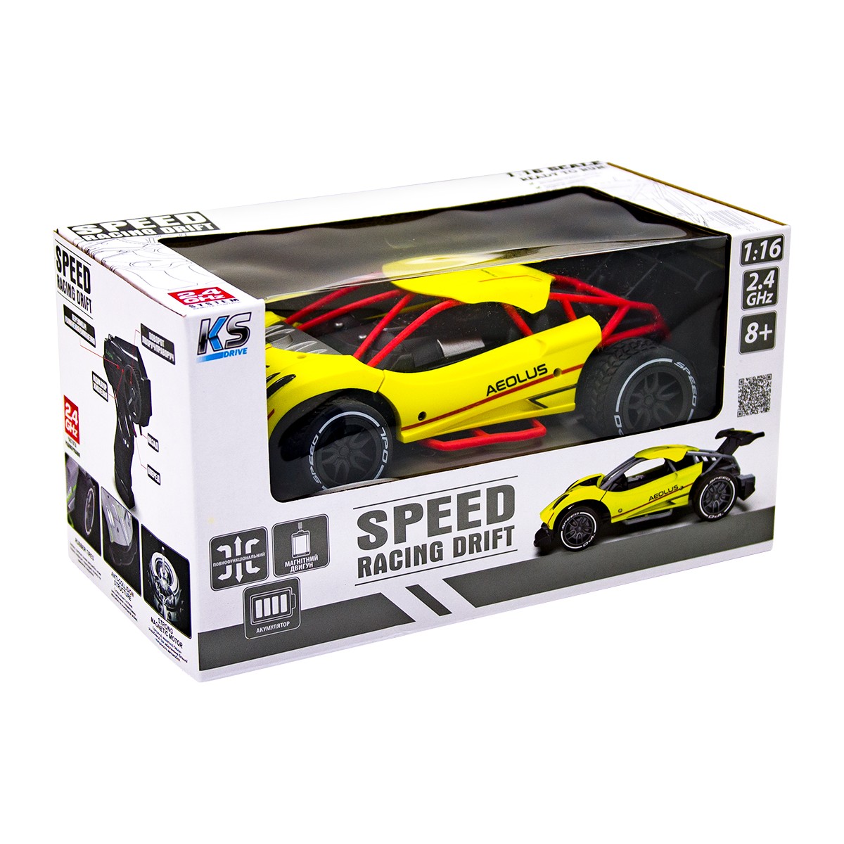 Автомобіль Speed Racing Drift з р/к - Aeolus (жовтий, акум.3,7V, 1:16) — фото 4