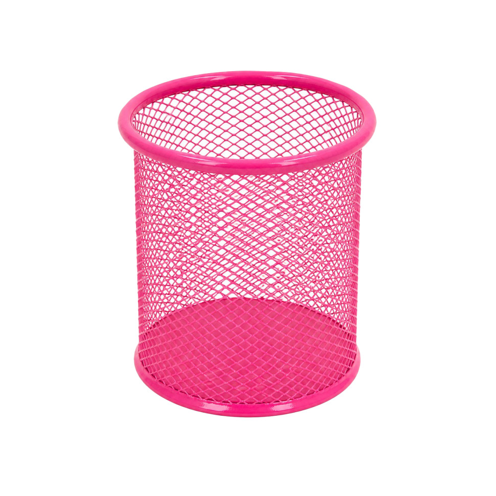 Склянка для ручок 562001-Pink металева, кругла, 9,5х7,5см.