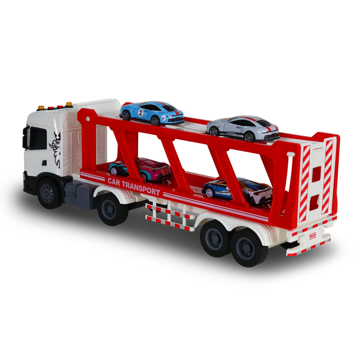 Игровой набор серии "Large Truck" – Автоперевозчик Scania (автоперевозчик, 4 машины, свет, звук) — фото 8
