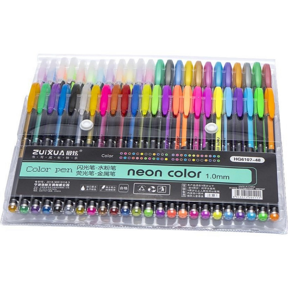 Набір гелевих ручок "Neon color" HG6107-48, 48 кольорів — фото 2