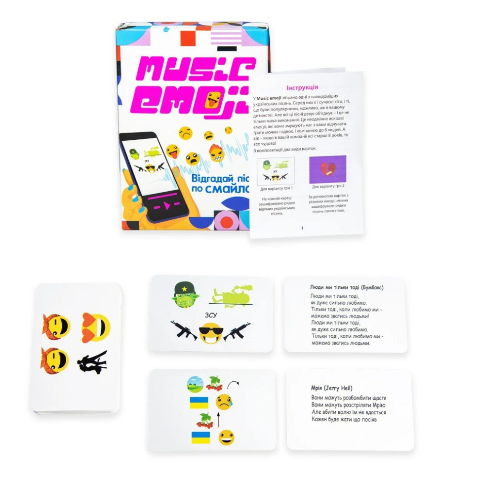 Настільна карткова гра "Music Emoji" Strateg 30249 українською мовою — фото 3