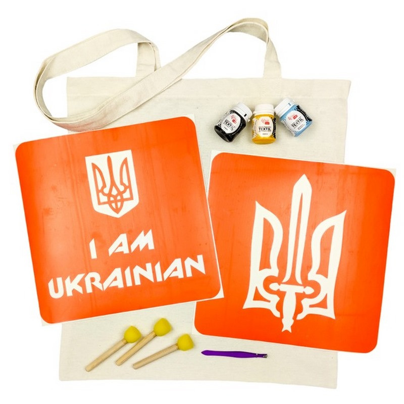 Набір для творчості "Екосумка бязь I Am Ukrainian, Тризуб" bag-b-n064-n059